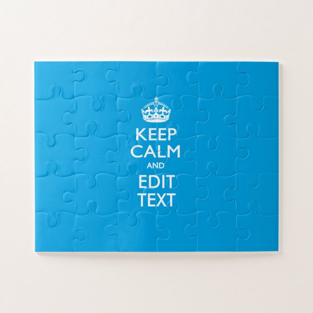 Puzzle Keep Calm and Your Text on Sky Blue (Horizontal)