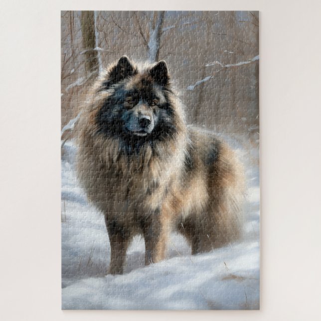 Puzzle Keeshond Qu'Il Neige Noël (Vertical)