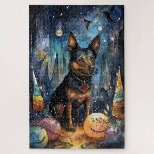 Puzzle Kelpie australienne d'Halloween avec la peur Citro