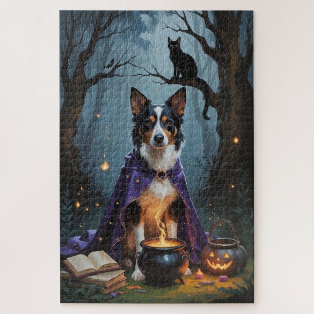 Puzzle Kelpie Chien australien Peinture d'Halloween lunai (Vertical)
