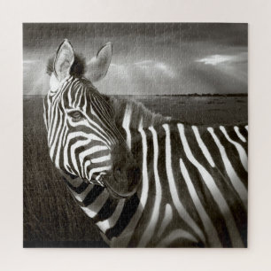 Puzzle Kenya. Noir et blanc de zèbre et plaine.