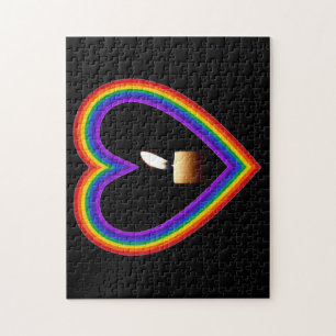 Puzzle-Kerze im Regenbogen