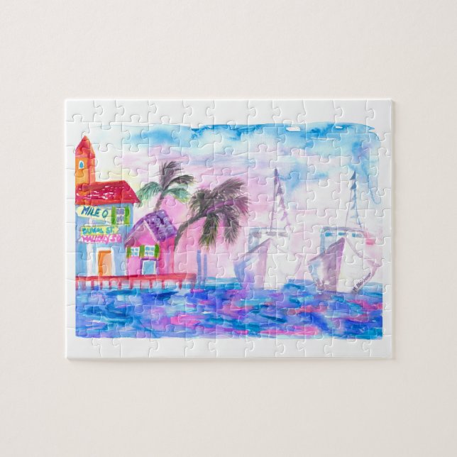 Puzzle Key West Harbour and ships at sunset (Horizontal)