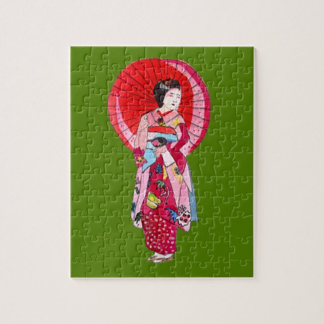 Puzzle Kimono rouge japonais Geisha (Vertical)