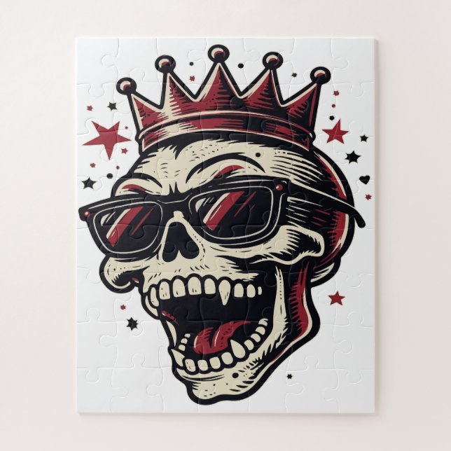 Puzzle King Rockstar Skull with Sunglasses (Vertical)