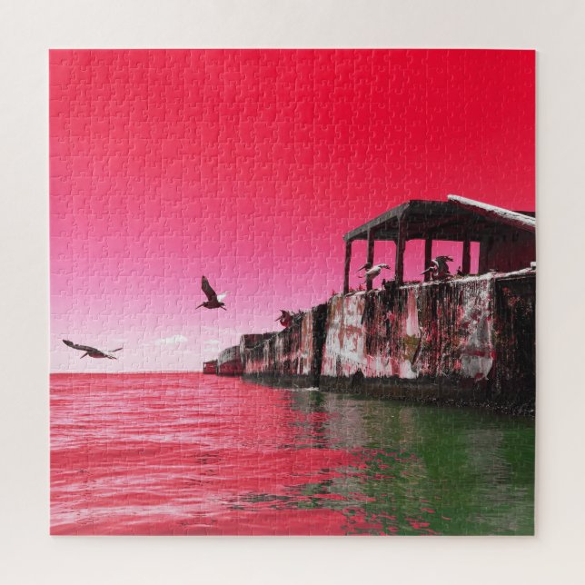 Puzzle kiptopeke bateaux en béton et oiseaux dreamdaze (Vertical)