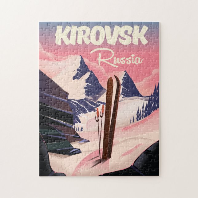 Puzzle Kirovsk Russie affiche de voyage ski (Vertical)