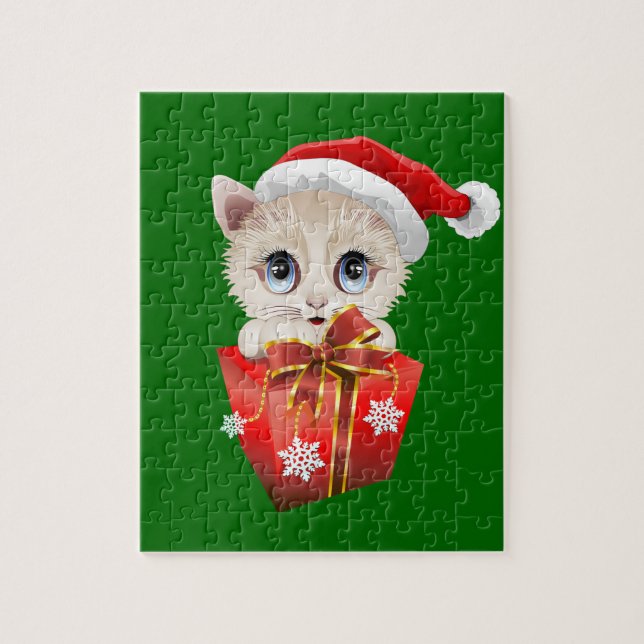 Puzzle Kitten Noël Père Noël avec cadeau (Vertical)