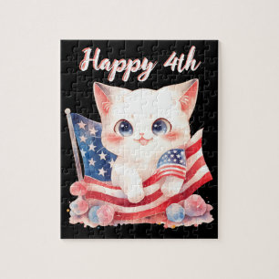 Puzzle Kitten patriotique 4 juillet Happy 4th Custom