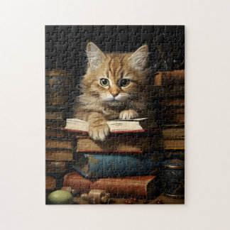 Puzzle Kitten reposant sur des livres