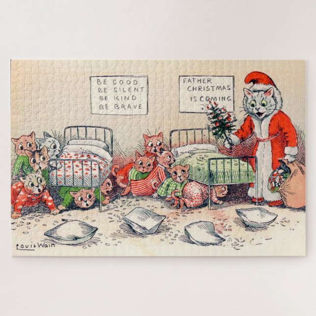 Puzzle Kittens et Santa Cat, Louis Wain (Horizontal)