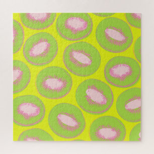 Puzzle Kiwi Pop Art Fruit Motif en Chartreuse et rose
