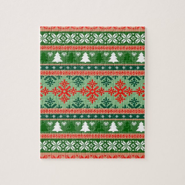 Puzzle knitted ugly sweater de Christmas (Vertical)