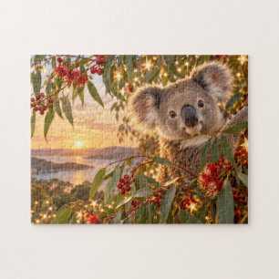 Puzzle Koala Fleur Rouge Coucher de Soleil Art de la Natu