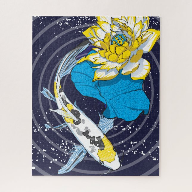 Puzzle Koi et Lotus 16x20 pour les personnes aveug (Vertical)
