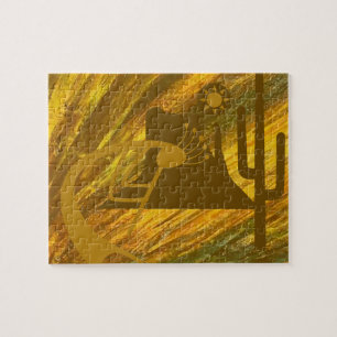 Puzzle Kokopelli Abstrait avec Mesa, Cactus et Sun