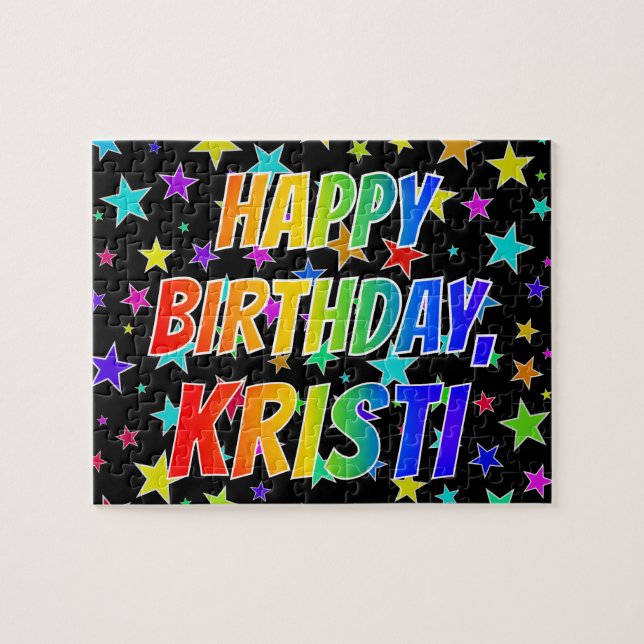 Puzzle "KRISTI" Prénom, Amusant "HEUREUX ANNIVERSAIRE" (Horizontal)
