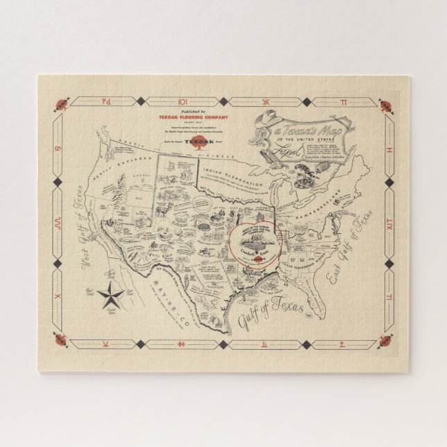 Puzzle La carte des États-Unis par les Texans (Horizontal)