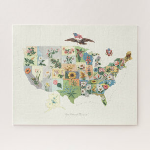 Puzzle La carte des fleurs des États-Unis - notre bouquet