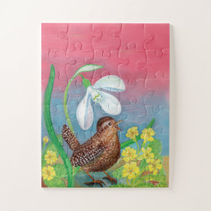Puzzle La chute de neige et l'oiseau brun convoquent le p