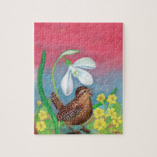 Puzzle La chute de neige et l'oiseau brun convoquent le p