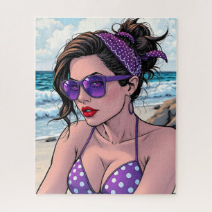 Puzzle La dame de plage à Shades, Bikini et Bandana