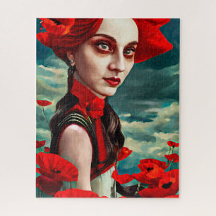 Puzzle La Dame des Fleurs du Pavot imaginaire art origina