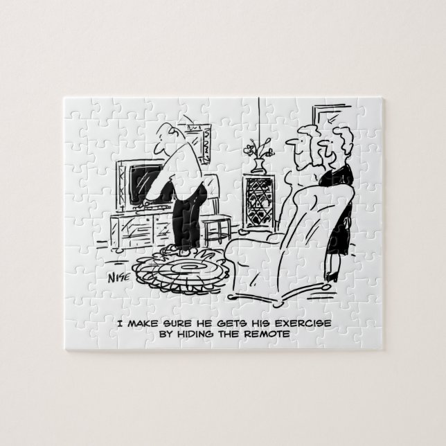 Puzzle La femme masque la télécommande de la télévision (Horizontal)