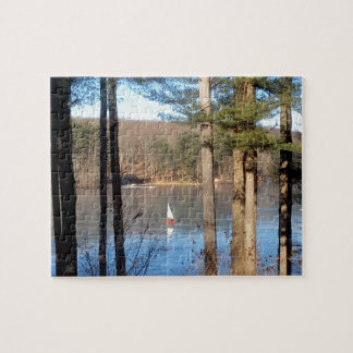 Puzzle La navigation sur glace sur le lac —