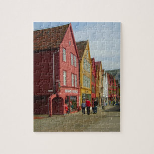 Puzzle La Norvège, Bergen, maisons peintes sur le bord d