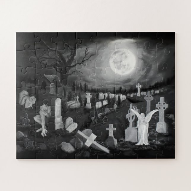 Puzzle La nuit sur le cimetière - Angel avec Diable (Horizontal)