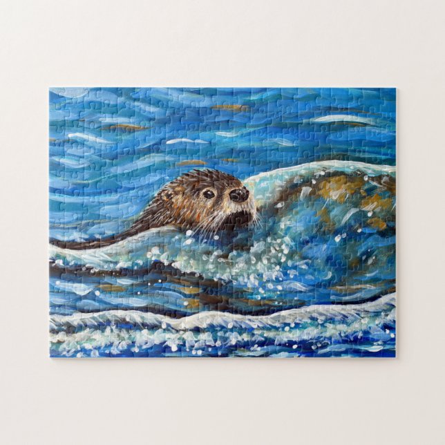 Puzzle La Otter dans la peinture de la mer (Horizontal)