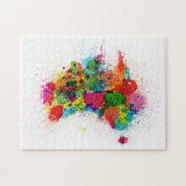 Puzzle La peinture de l'Australie éclabousse la carte (Horizontal)