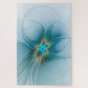 Puzzle La petite Beauté Moderne Bleu Or Fractal Flower