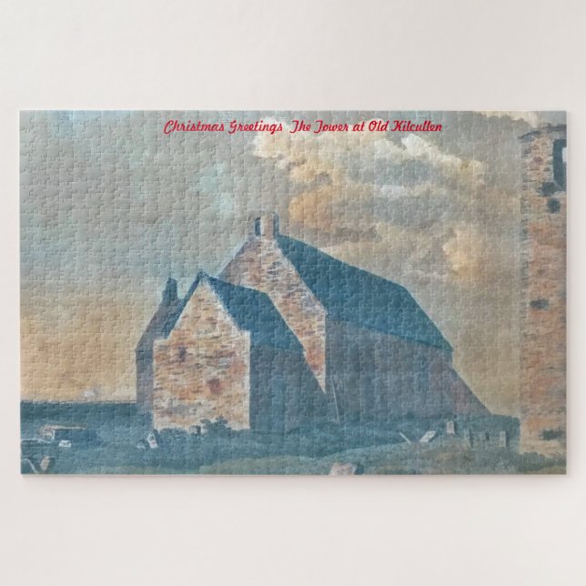 Puzzle La tour de Old Kilcullen. voeux de Noël (Horizontal)