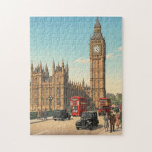 La Tour Horloge Big Ben Estampe Japonaise sur Bois