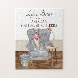 Puzzle La Vie Est Avec Le Staffordshire Terrier Américain