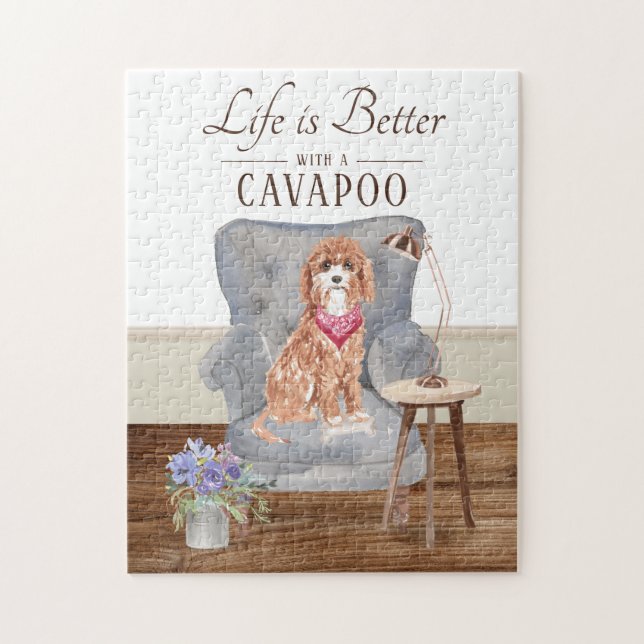 Puzzle La Vie Est Avec Un Cavapoo (Vertical)