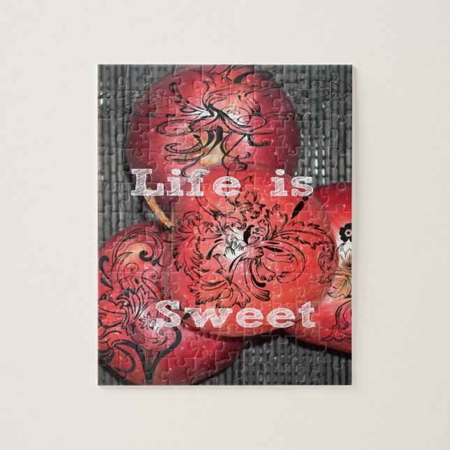 Puzzle La vie est douce : Apple et Floral Motif Design (Vertical)