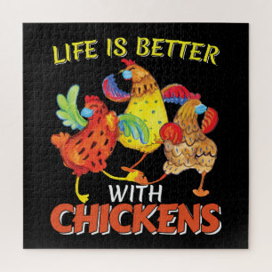 Puzzle La vie est meilleure avec les poulets