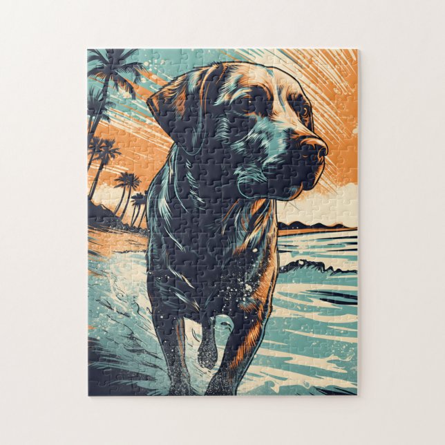 Puzzle Labrador à la plage (Vertical)