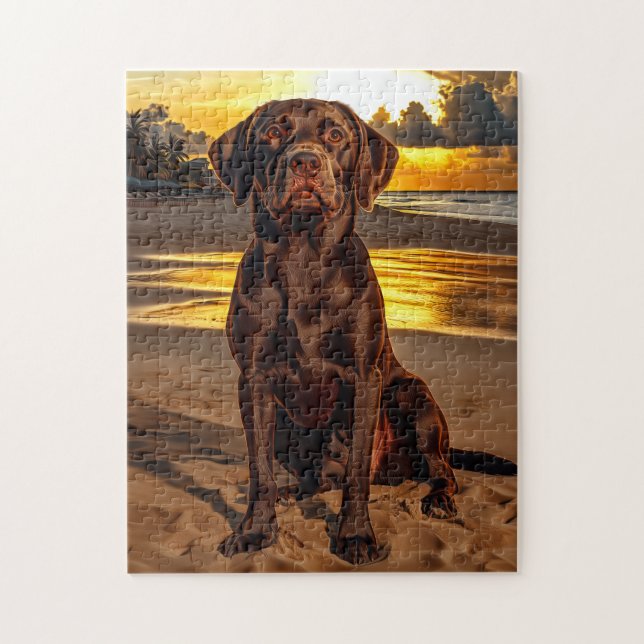 Puzzle Labrador au chocolat au coucher du soleil (Vertical)