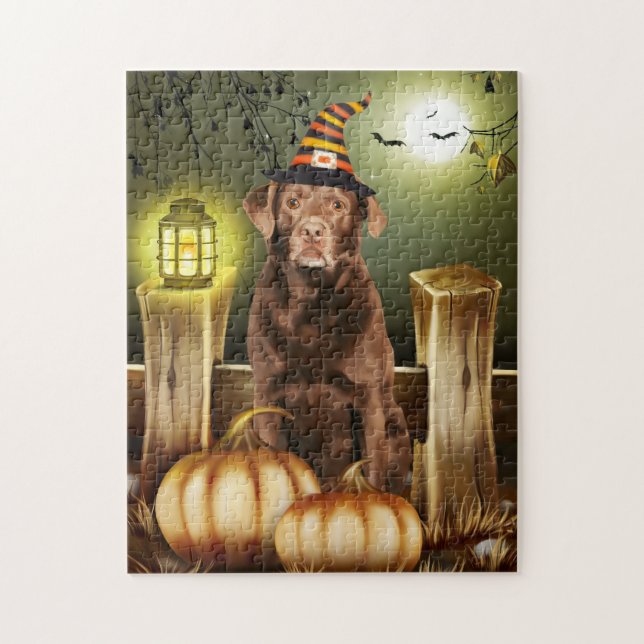Puzzle Labrador avec Casquette de sorcière Idée cadeau Ha (Vertical)