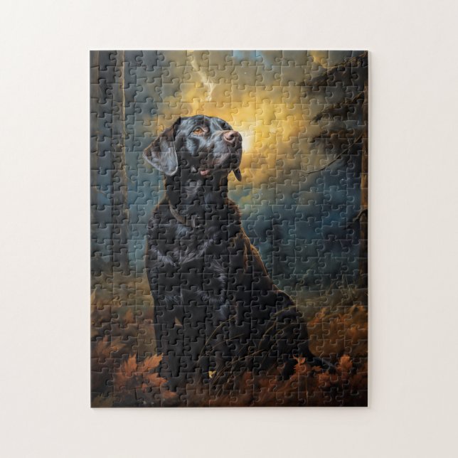 Puzzle Labrador de chocolat la nuit (Vertical)