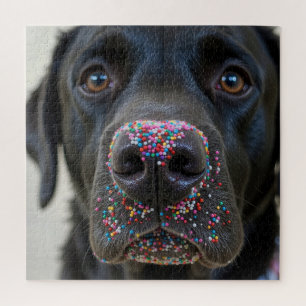 Puzzle Labrador noir avec des vermicelles