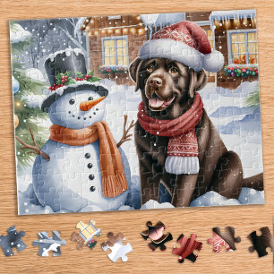 Puzzle Labrador Retriever Chien Chien Chien Snowman Noël
