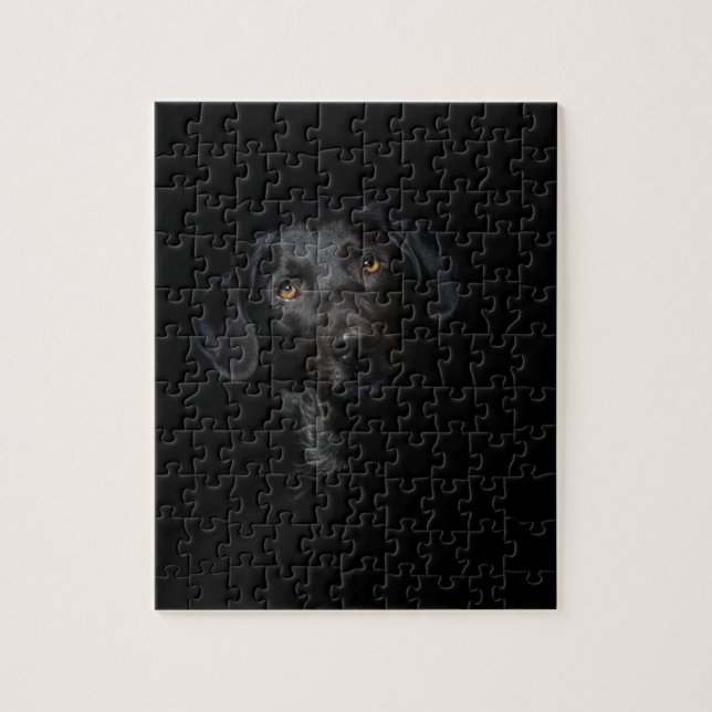 Puzzle Labrador retriever noir personnalisable (Vertical)