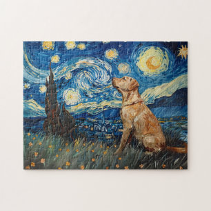 Puzzle Labrador Retriever Yellow Lab Chien Starry Night