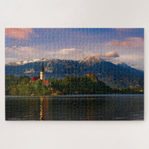 Puzzle Lac Bled au coucher du soleil