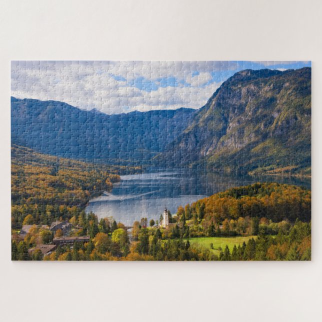 Puzzle Lac Bohinj en Slovénie en automne (Horizontal)